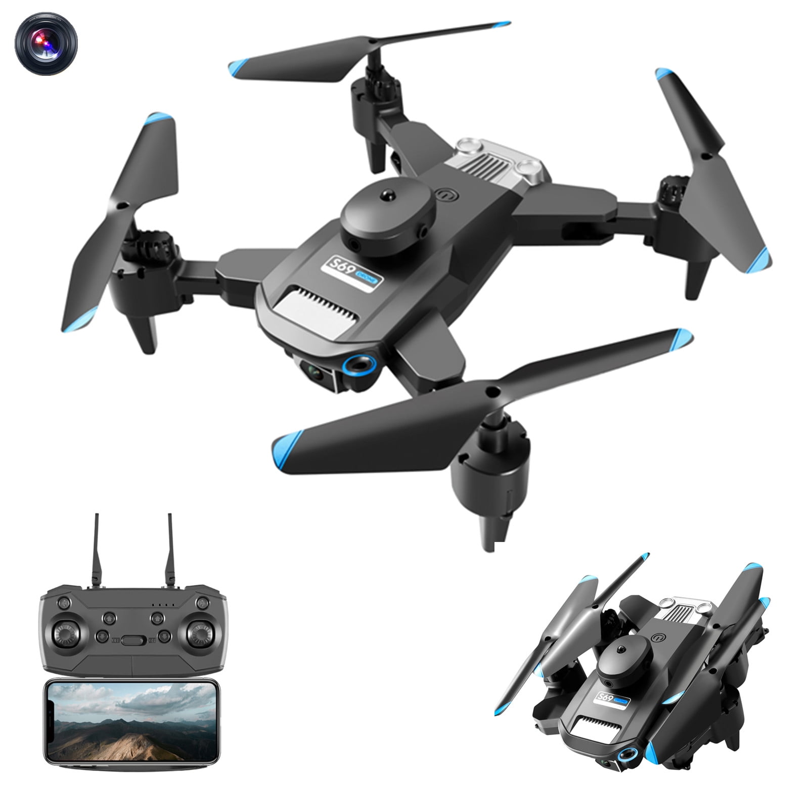 ESULOMP Drone with 1080P HD FPV Camera Remote Control Toys Gifts for Boys Girls with Altitude Hold Headless Mode Start Speed Adjustment Christmas Gifts