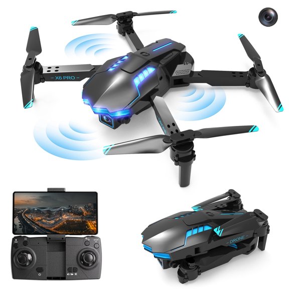 ESULOMP Drone with 1080p Dual HD Fpv Camera Optical Fl-ow Localization Remote Control Toys Gifts for Boys Girls with Altitude Hold Headless Mode Start Speed