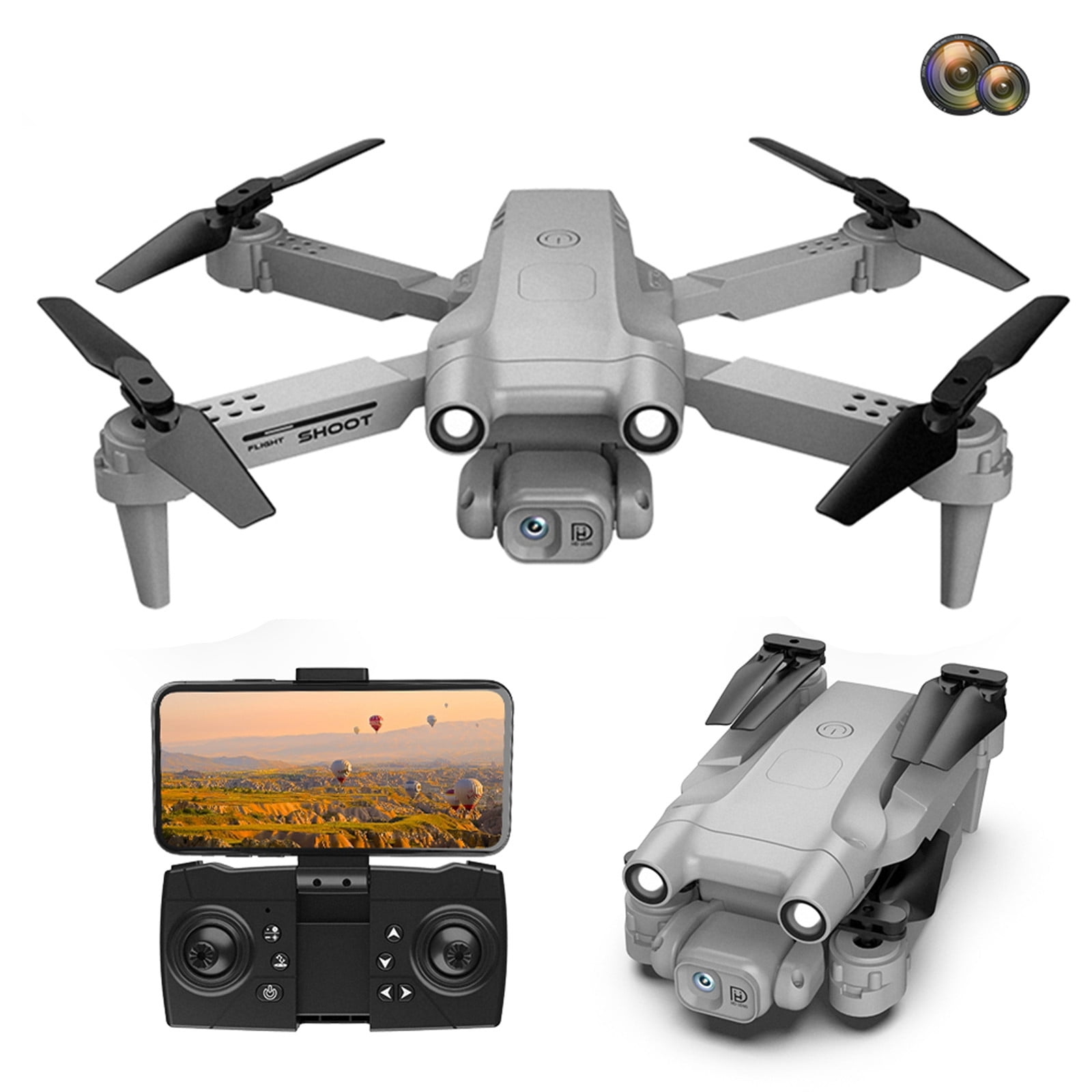 ESULOMP Drone with Dual 4K HD FPV Camera Remote Control Toys Gifts for Boys Girls with Altitude Hold Headless Mode Key Start Speed Adjustment