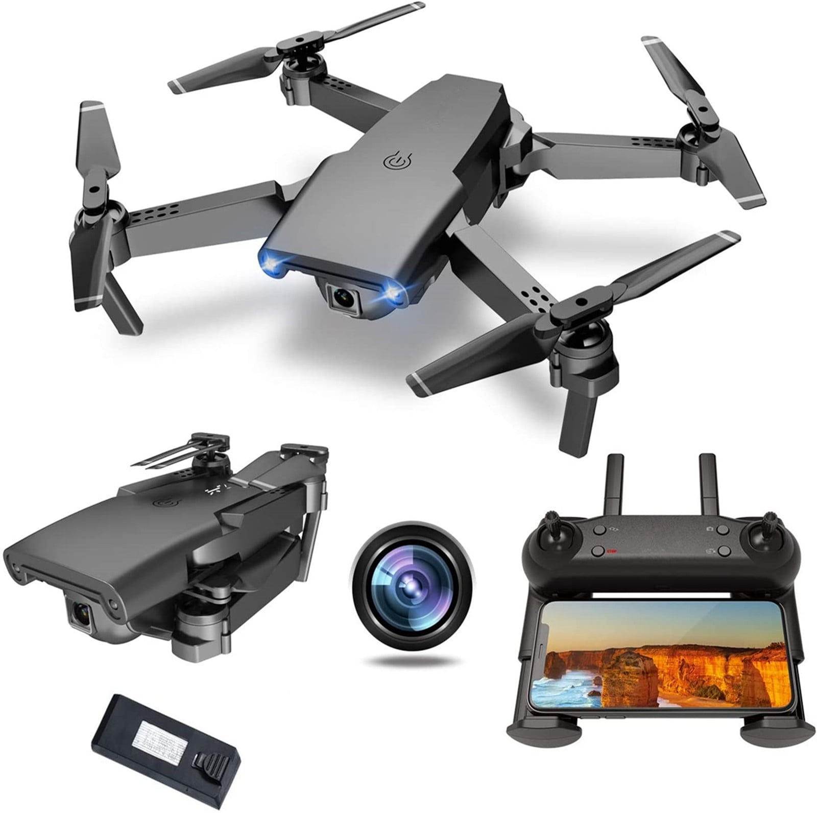 ESULOMP Drone with Dual 720P HD FPV Camera Remote Control Toys Gifts for Boys Girls with Altitude Hold Headless Mode Start Speed Adjustment