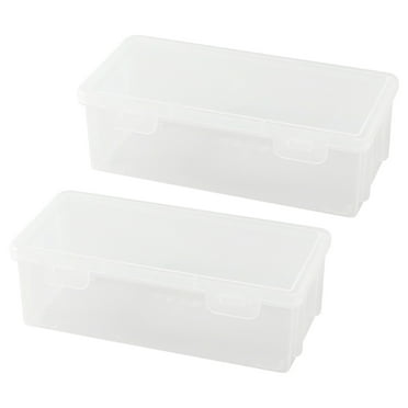 ESULOMP Extra Large Capacity Plastic Pencil Box Stackable Translucent Clear Pencil Box Office Supplies Storage Organizer Box for Gel Pens Erasers Tape Pens Pencils Mark 7.48 x 3.54 x 2.36 inches