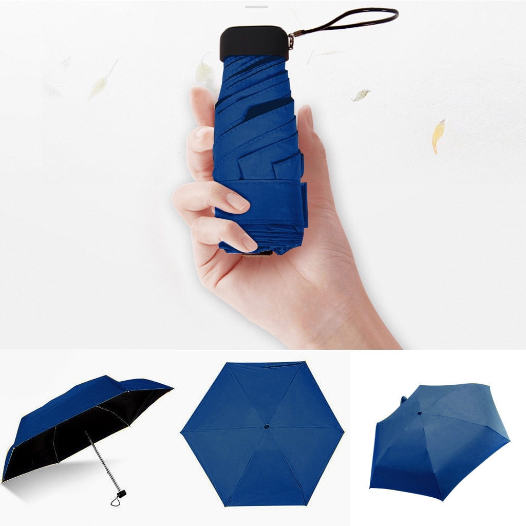 ESULOMP Flat Sun&Rain Lightweight Umbrella, 5 Folding Small and Compact  Parasol Ultra Lights and Small Mini Umbrella Travel Mini Umbrella for Pocket