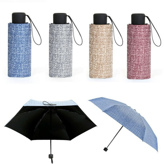 ESULOMP Flat Sun&Rain Lightweight Umbrella, 5 Folding Small and Compact Parasol Ultra Lights and Small Mini Umbrella Travel Mini Umbrella for Pocket
