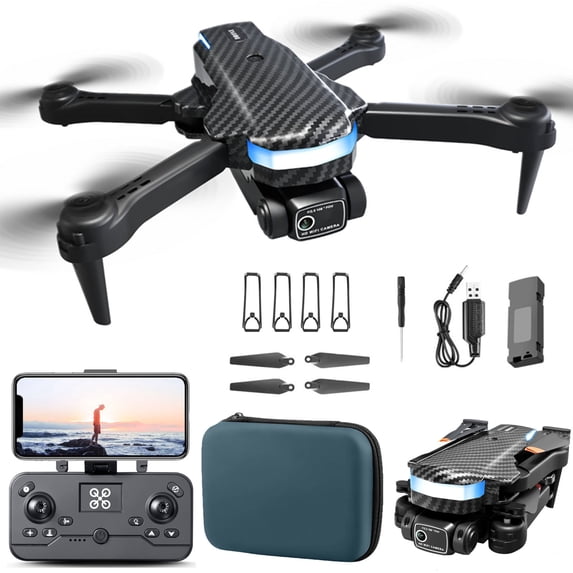 ESULOMP Foldable Drone with Dual 1080P WiFi Camera for Adults and Kids; Gesture Control RC Quadcopter with Batteries