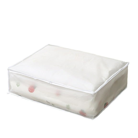 ESULOMP Folding Plastic Storage Box for Storage Under The Bed Odorless Material Moistureproof Trash Can Suitable for Pillows Coats Blankets White Translucent 31.49 x 17.7 x 5.9 inches