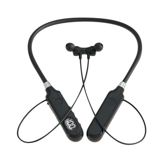 ESULOMP Hanging Neck Bluetooth Earphone Wireless Magnetic Absorber New Private Model with Digital Display Ultra Long Range Bluetooth Earphone