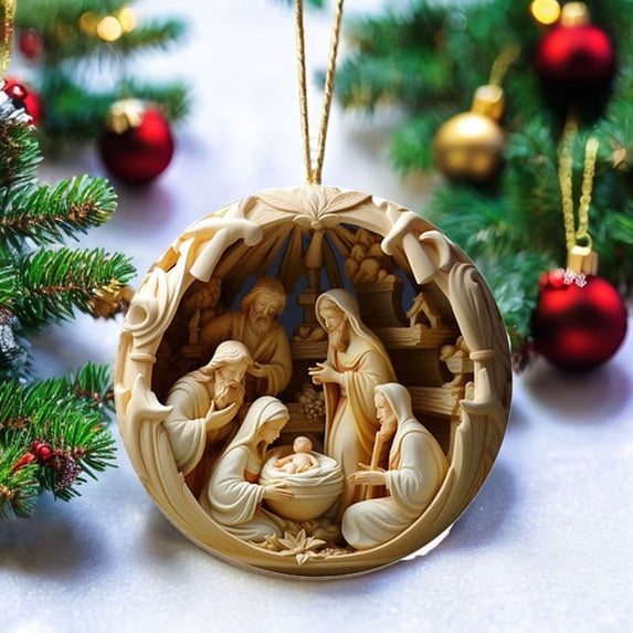 ESULOMP Nativity Christmas Ornament, Christmas Gifts Pendants Christmas Tree Decorations for Home, Office and Cars Decor, Christmas Acrylic Pendant Hanging Sign, Christmas Decorations on Clearance