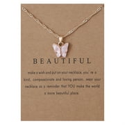 ESULOMP Sweet Butterfly Pendant Necklace Cute Acrylic Necklace Color Clavicle Chain Necklace Butterfly Shape Jewelry for Women and Girls
