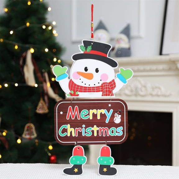 ESULOMP Welcome Sign for Front Door, Christmas Door Decorations, Christmas Doorplate Pendant Hanging Old Man Snowman Pendant Decoration