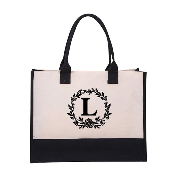 ESULOMP Women's Fashion Canvas Handbag Cotton Canvas Letter Beach Bag Fashion European and American Fashion Handbag Canvas Shopping Bag