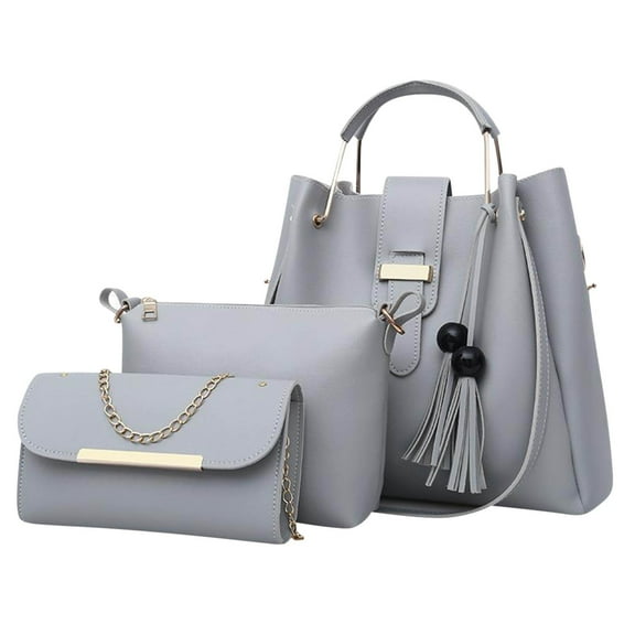 ESULOMP Womens Purse and Handbag 3 Pcs Bag Set Tassel Tote Clutch Satchel Top Handle Shoulder Bag