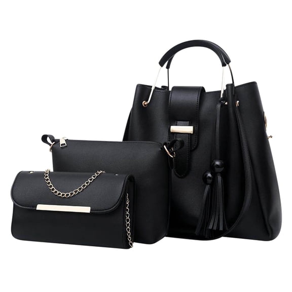 ESULOMP Womens Purse and Handbag 3 Pcs Bag Set Tassel Tote Clutch Satchel Top Handle Shoulder Bag