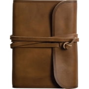 ESV Large Print Compact Bible, Red Letter Natural Leather, Brown, Flap with Strap, Hardcover