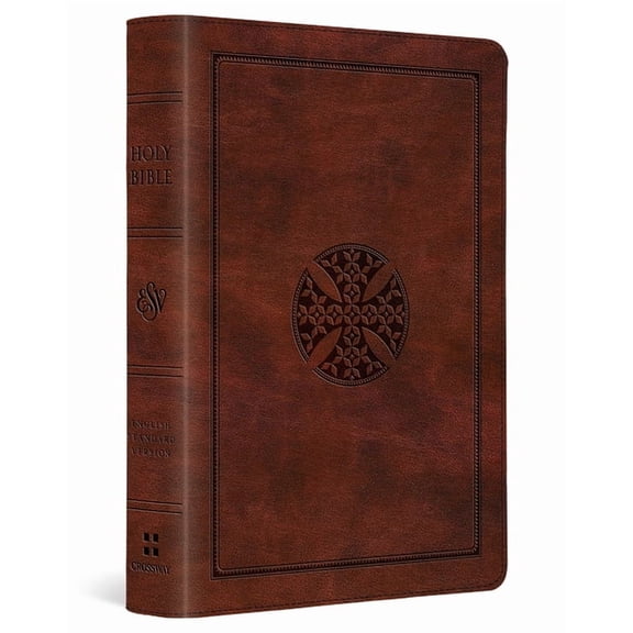 ESV Large Print Compact Bible, Red Letter (Trutone, Brown, Mosaic Cross Design), (Hardcover)