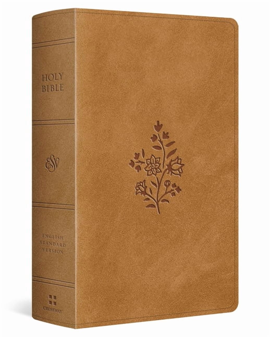ESV Large Print Personal Size Bible, Red Letter, Thumb Indexed (Trutone, Nubuck Caramel, Wildflower Design), (Hardcover)