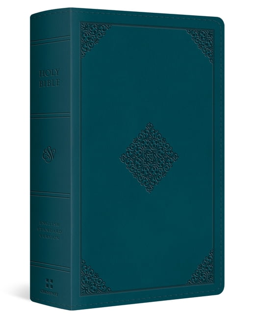 ESV Large Print Personal Size Bible, Red Letter (Trutone, Deep Teal, Ornament Design), (Hardcover)