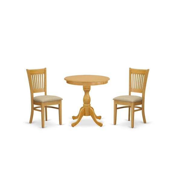 ESVA3-OAK-C-VV 3-Pc Modern Dining Room Table Set - Oak Finish , 2 Chairs & 1 Wood Table , Elegant Design , Sturdy & Easy Assembly , Ergode