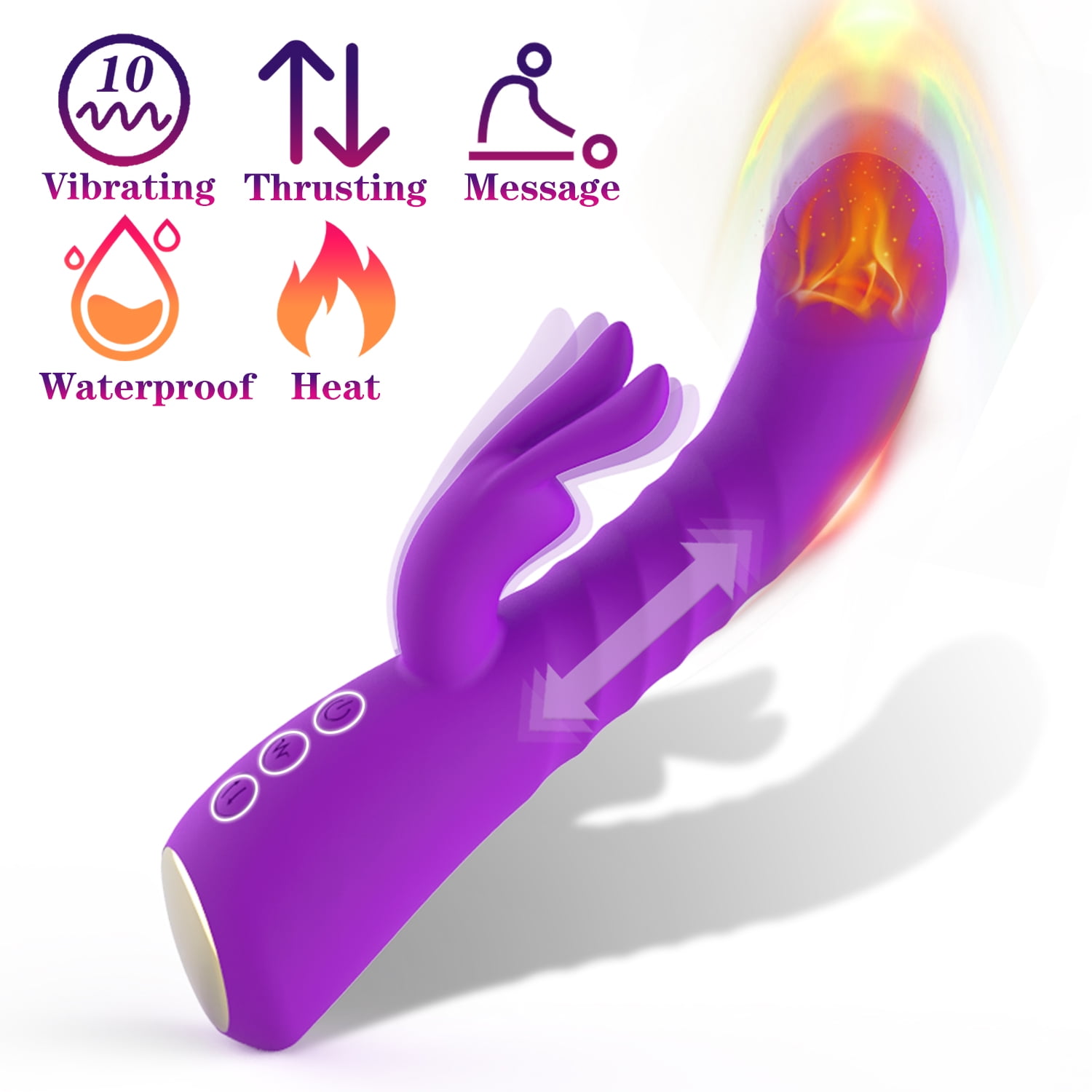 ESVOW Sex Toys Thrusting Rabbit Vibrator with Clitoris G spot Stimulation, 10 Powerful Vibrations and 3 Thrusting Modes and Heating Function, Waterproof Adult Toy for Couples Pleasure