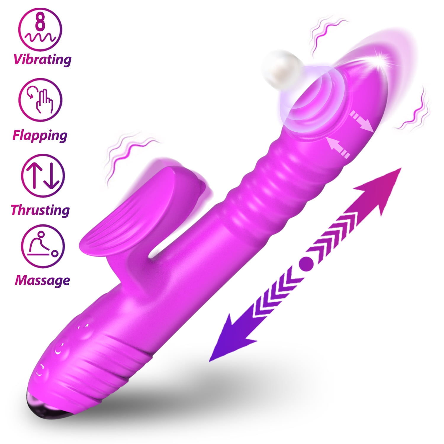 ESVOW Thrusting Rabbit Vibrator Sex Toys for Women, Clitoral G Spot Stimulator with 8 Powerful Vibration and Thumping Modes and Telescopic Function,3 IN 1 Waterproof Adult Toy for Couples Pleasure photo