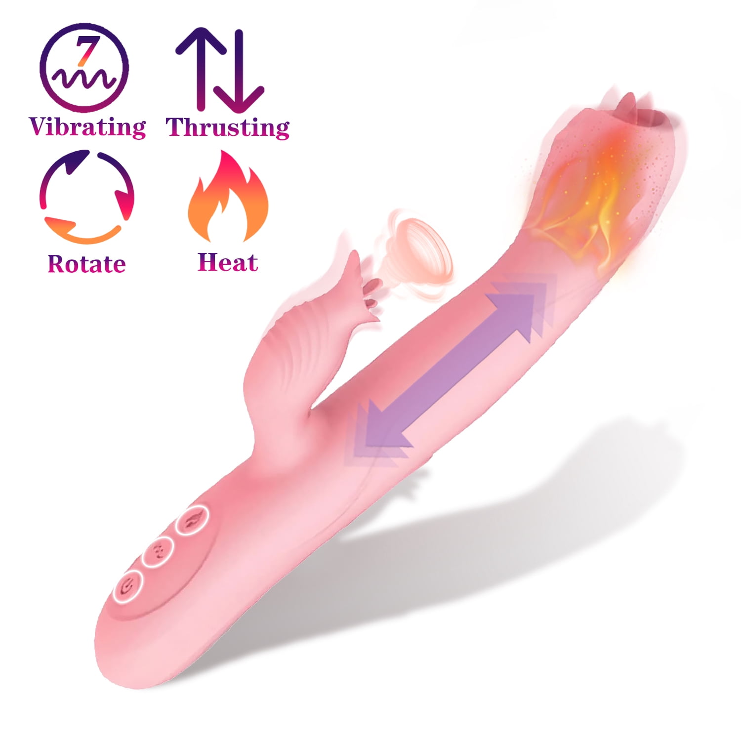ESVOW Thrusting Rabbit Vibrator for Women Pleasure Female Sex Toys with 7 Vibration & Telescopic & Rotating & Heating Mode, 5 In 1 Waterproof Adult Toy Silicone Stimulator for Couples