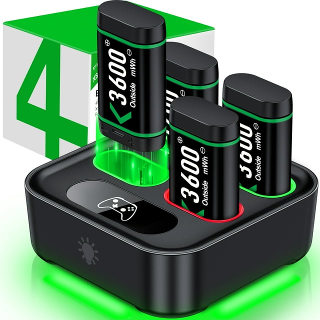 ESYWEN Xbox Rechargeable Battery Pack Charger Kit, 4 X 3600mWh for Xbox ...