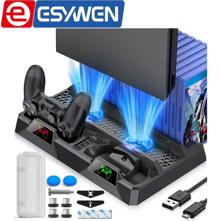 Ugle Mordrin Knogle ESYWEN PS4 Stand Cooling Fan for PS4 Slim/ PS4 Pro/ PlayStation 4  Controller, PS4 Stand Vertical Stand Cooler for PlayStation 4 with Dual PS4  Controller Charge Station & 16 Game Storages - Walmart.com