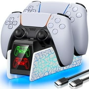 PS5 Controller Charger, ESYWEN PS5 Accessories,Charging Station for PlayStation 5 Controller with LED Indicator,White