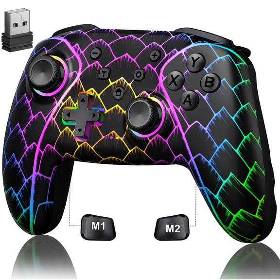 Wireless Pro Controller for Nintendo Switch/Switch 2/PC, ESYWEN Pro Controller for Android/iOS/Steam with Hall Joystick, Hall Trigger, Ambient Lighting