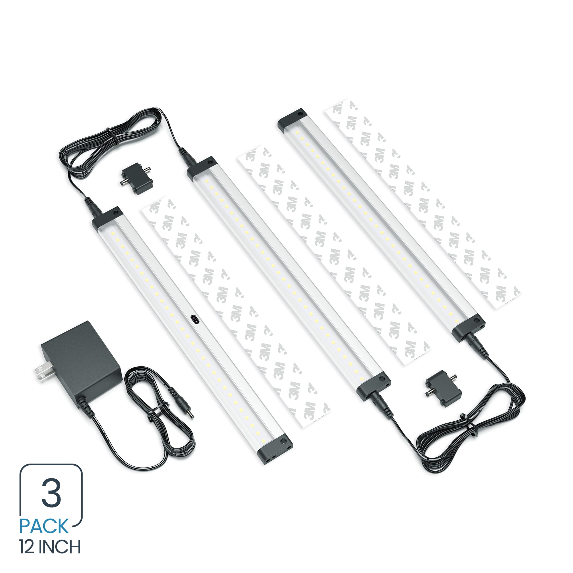 EShine 3 Panels 12 Inch LED Dimmable Under Lighting Kit, Hand Wave Activated Touchless