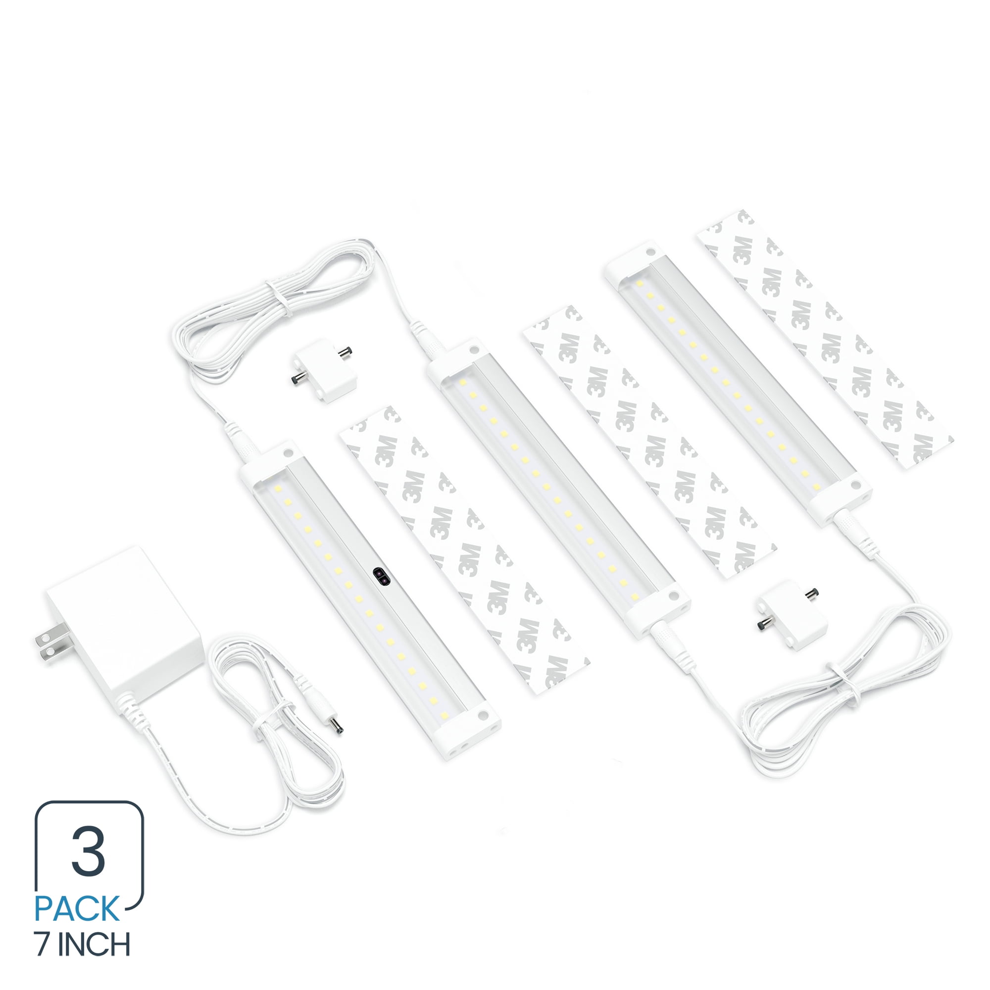 EShine White Finish 3 Panels 7 inch Compact Size LED Dimmable Under