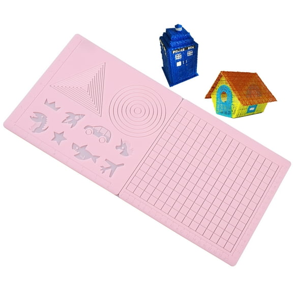 ESquareOne 3D Printing Mat for Kids, Adults - 16.7x7.9-inch Triangles, Circles, Square Grids - Pink