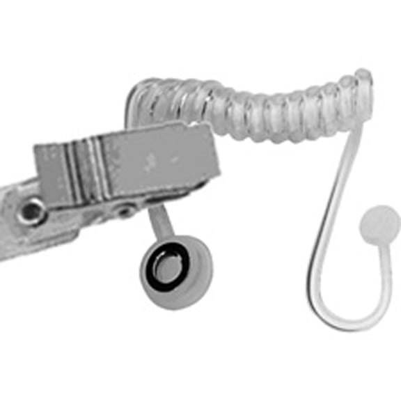 ET-2 COILED ACOUSTIC EARTUBE WITH CLOTHING CLIP FOR USE W/ EAR