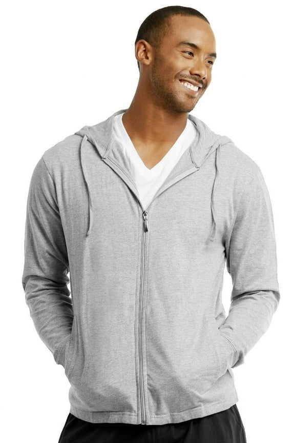 Hoodie Jacket - Men's Cotton Lightweight Zip Up Hoodie Jacket 2XL, Heather Gray