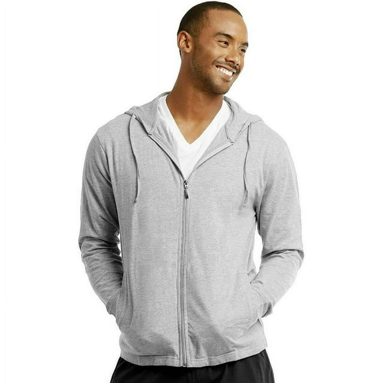 ET TU Men's Cotton Lightweight Zip-Up Hoodie, 3XL, Heather Gray