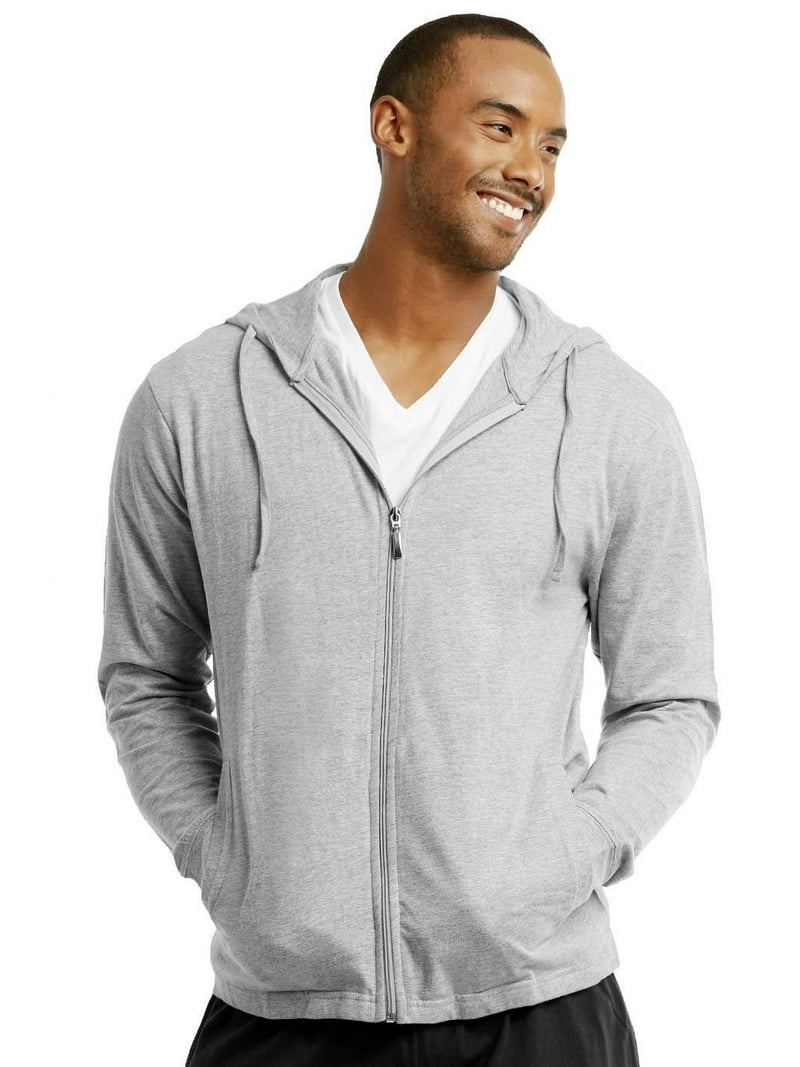 ET TU Men's Lightweight Zip-Up Cotton Hoodie Jacket in Heather