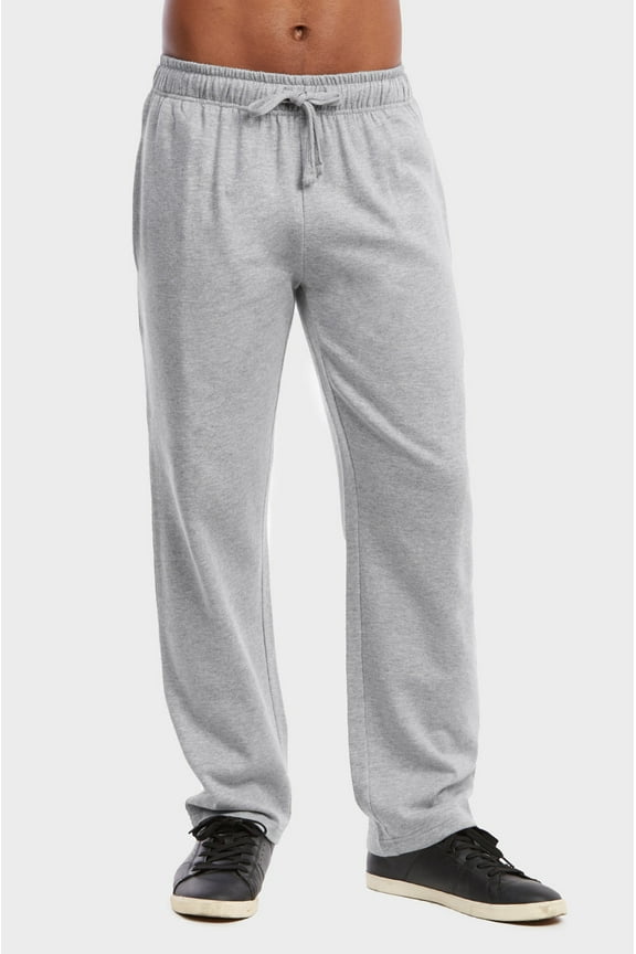 ET TU Men's Lightweight Open Bottom Fleece Lounge Sweatpants w/Side Pockets