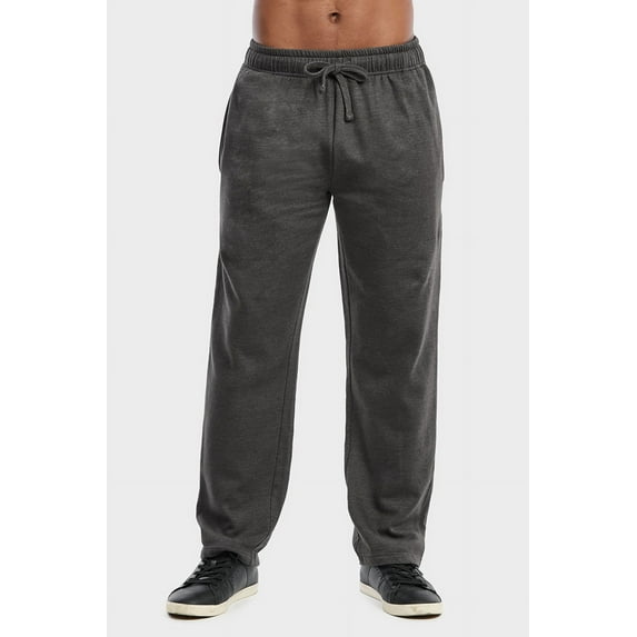 ET TU Men's Lightweight Open Bottom Fleece Lounge Sweatpants w/Side Pockets