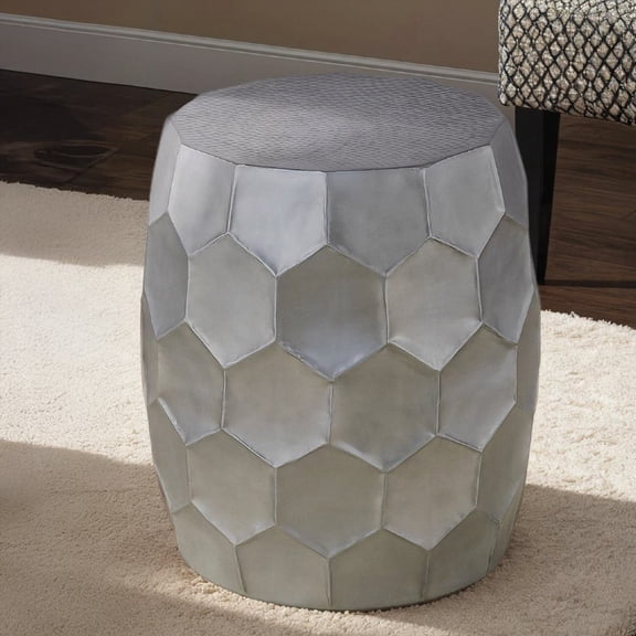 ET101: Modern Contemporary 21" Height End Table with Aluminum & Glossy Diamond-Patterned Base in Antique Silver