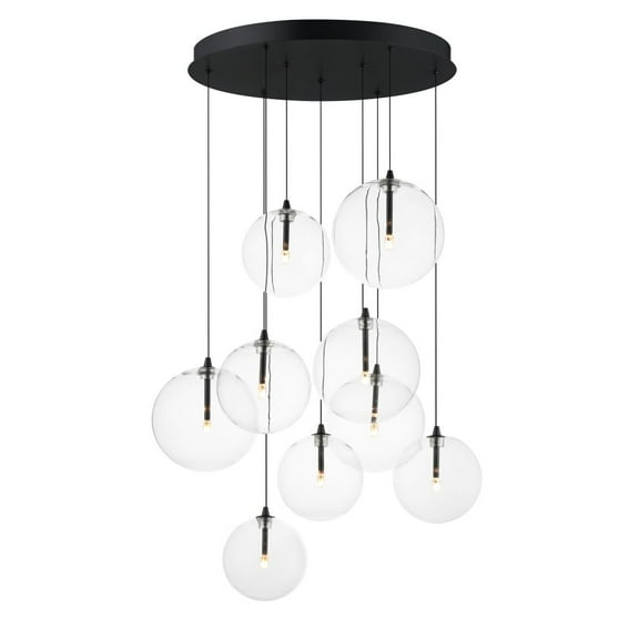 ET2 E25077-18BK 22.25 in. Global Multi Black LED Light Pendant - Clear Shade