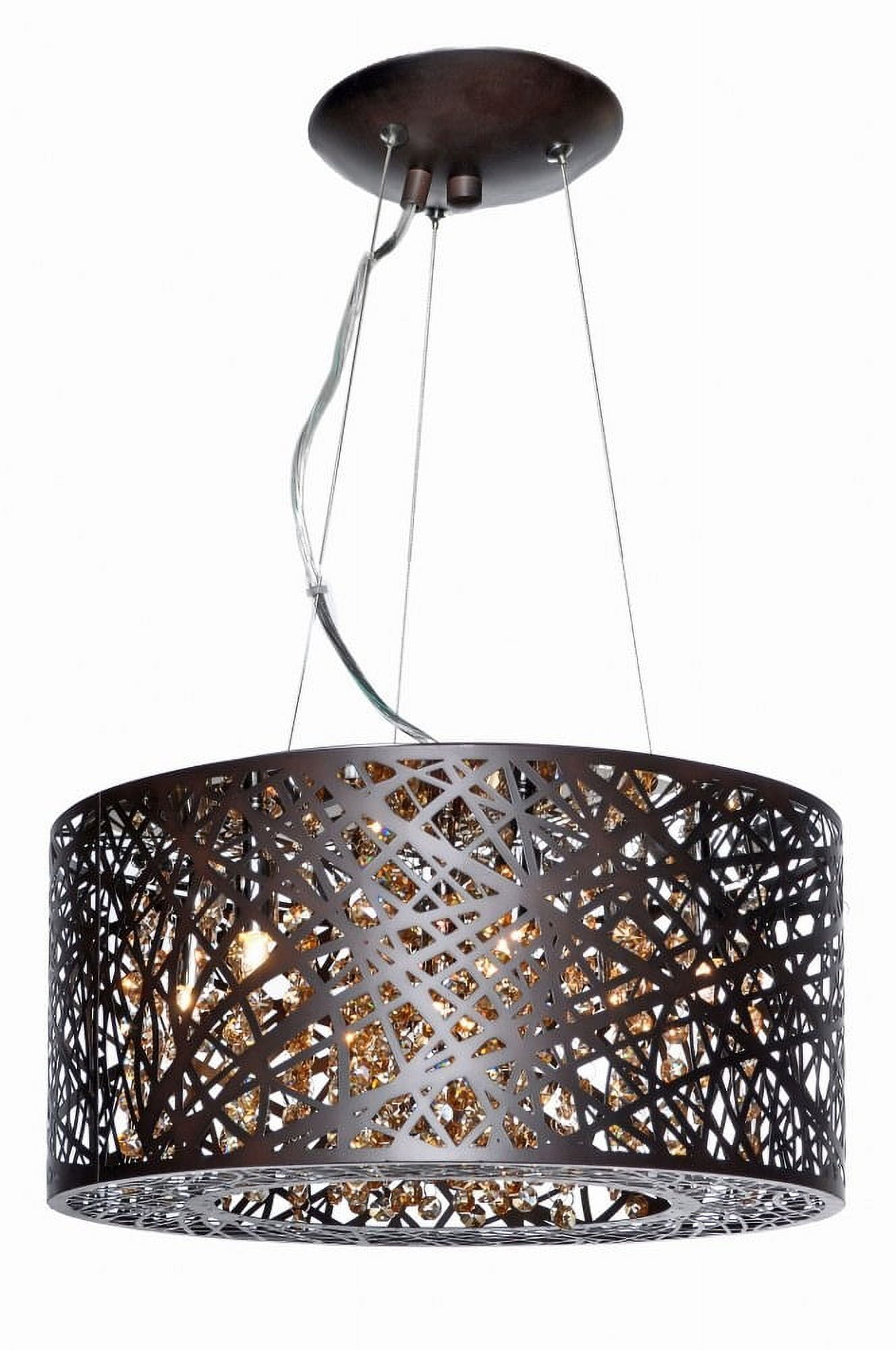 Bronze Crystal LED 7-Light Pendant with Cognac Glass