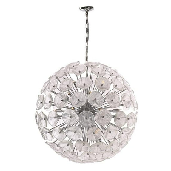 ET2 E22096-28 Fiori 28 Light Polished Chrome Single Pendant Ceiling Light in Clear Murano - 32 in.