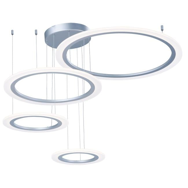 Saturn II Matte Silver LED Pendant Light with Frosted Acrylic Shade