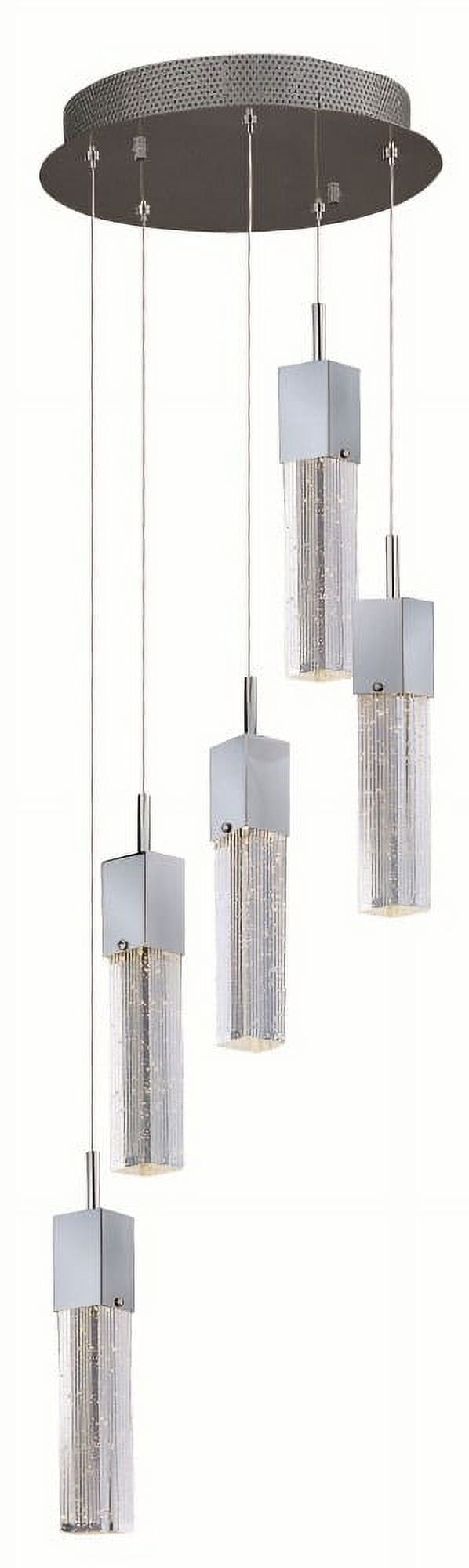 Fizz III Polished Chrome 5-Light LED Pendant with Etched Glass