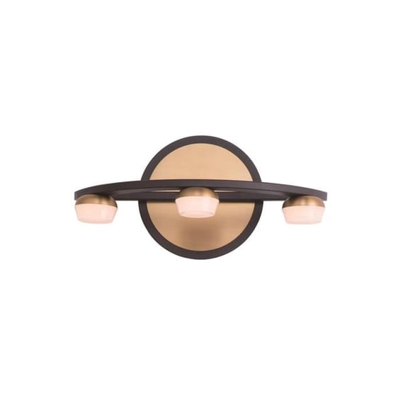 ET2 E23161-75BKGLD 12 in. Button LED Three-Light Bath Vanity Wall Light, Black & Gold