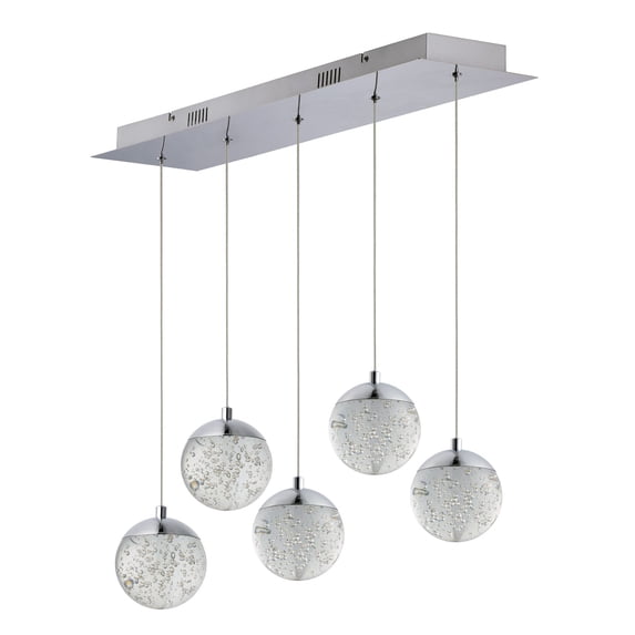 ET2 E24265-91PC Orb 5-Light Pendant Ceiling Light, Polished Chrome