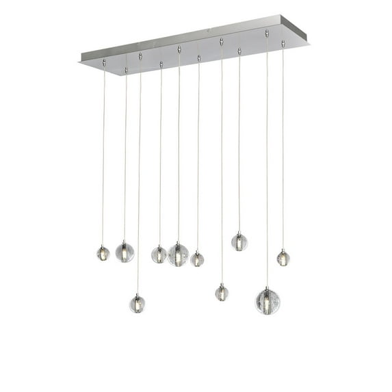 ET2 E24507-91PC Harmony 10 Light Polished Chrome Linear Pendant Ceiling Light, Bubble Glass - 34 in.