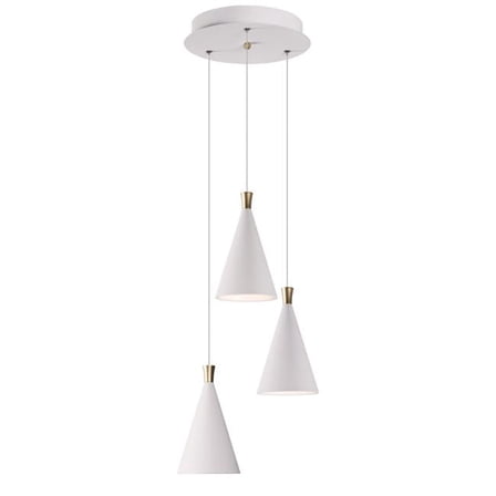 ET2 E24623-WTMG 13 in. Norsk LED Multi-Light Pendant Ceiling Light, White & Metallic Gold