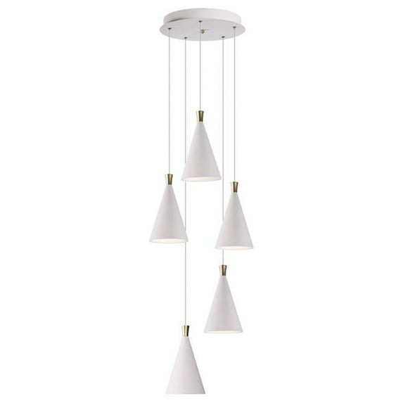 ET2 E24625-WTMG 15 in. Norsk LED Multi-Light Pendant Ceiling Light, White & Metallic Gold