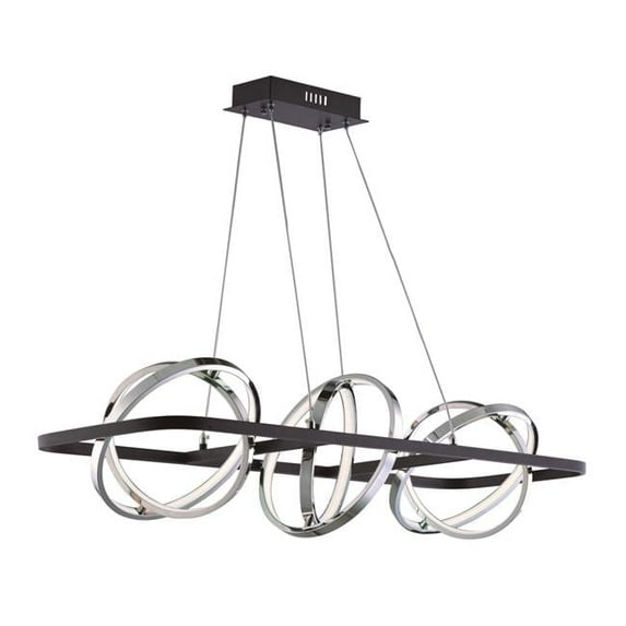 ET2 E24788-BKPC Gyro II LED Black and Polished Chrome Linear Pendant Ceiling Light - 41 in.
