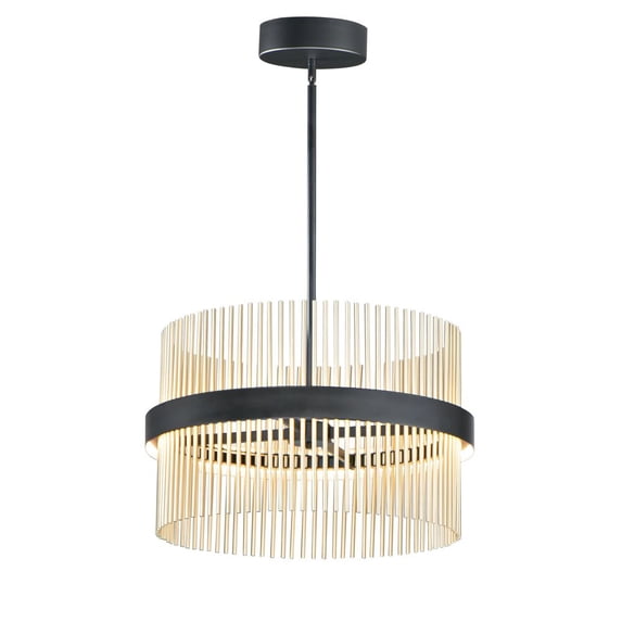 ET2 E34255-BKSBR 23.75 x 15 in. 5CCT Chimes Single Pendant, Black & Satin Brass